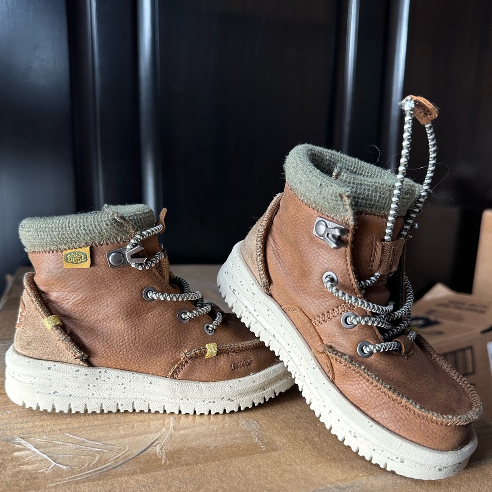 HeyDude! Brown Leather Kids Boots